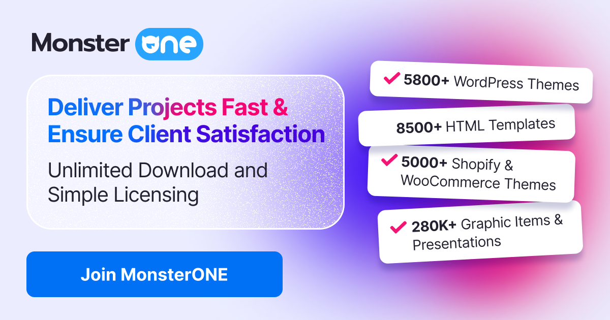MonsterONE unlimited WordPress themes and templates