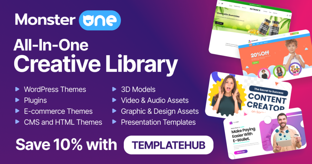 MonsterONE monthly plan for web designers