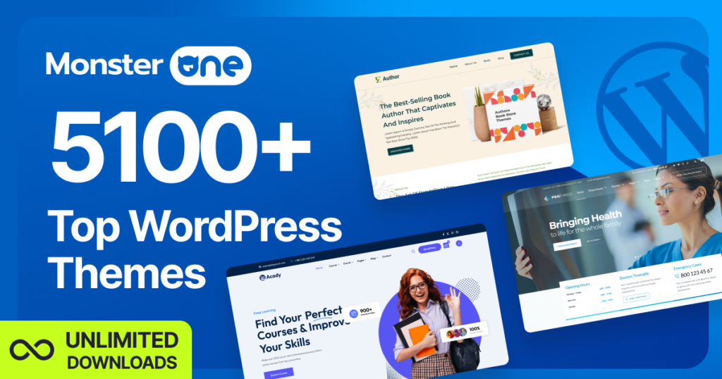 5100+ top WordPress themes with unlimited downloads in MonsterONE subscription