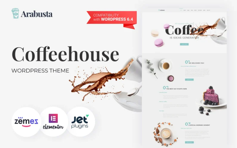 modern coffee shop wordpress theme website layout for café business